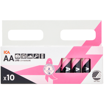 Batteri AA/LR6 10p ICA Rosa Bandet.
