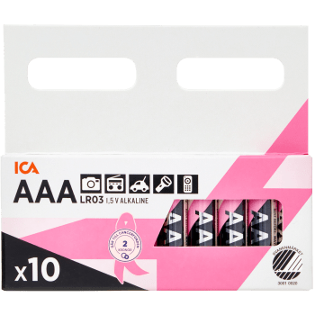 Batteri AAA/LR03 10p ICA Rosa Bandet.