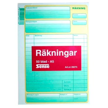 Räkningsblock A5 50 blad Sense.