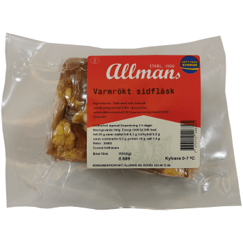 Varmrökt Sidfläsk i bit ca 500g Allmans.