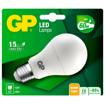 LED lampa GP classiclampa, E27. 9W (60W), 806LM Batteristen.