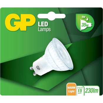 LED lampa GP reflektorlampa, GU10, 4W (35W), 230LM Batteristen.
