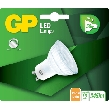 LED lampa GP reflektorlampa, GU10, 5W (50W), 345LM Batteristen.
