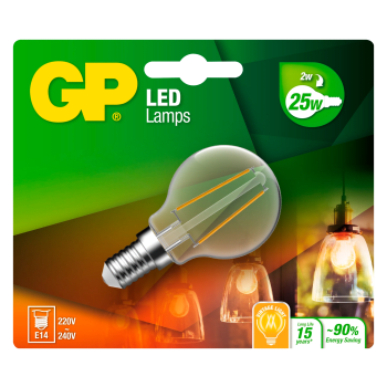 LED-lampa Filament Glob Mini E14 2W 250LM 1-p Batteristen.