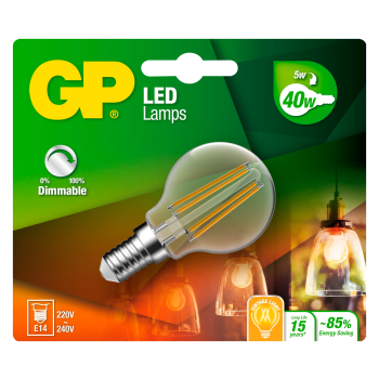 LED-lampa Filament Glob Mini E14 Dim 5W 470LM 1-p Batteristen.