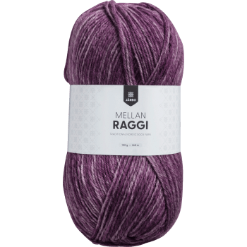 Garn mellanraggi plommon/lila 100g Järbo.