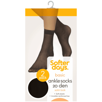 Ankelstrumpa 20den 36-41 2p svart Softer Days.