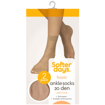 Ankelstrumpa 20den 36-41 2p beige Softer Days.