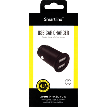 Billaddare 2xUSB 4.8a svart Smartline.