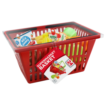 Butikskorg med tillbehör.