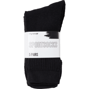 Sportsocka 5p svart 41/45 mywear.