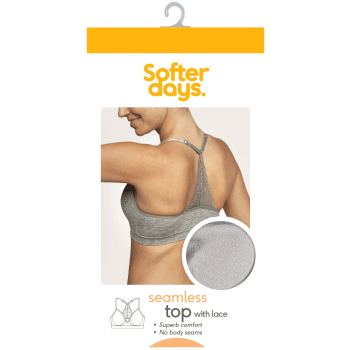 Topp seamless spets L/XL 1p ljusgrå Softer Days.