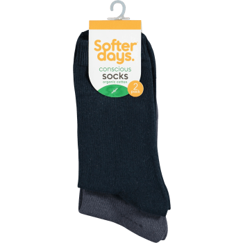 Strumpa 40-45 2p blå mix Softer Days.