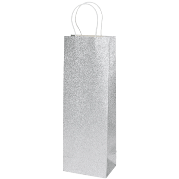 Flaskpåse Glitter silver 12x36 cm.