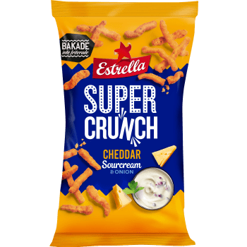Ostbågar Super Crunch Cheddar & Sourcream onion 175g Estrella.