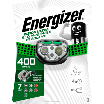 Pannlampa Vision Ultra 400lm Uppladdningsbar Energizer.