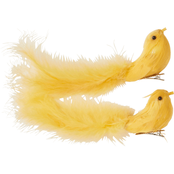 Fågel med fjäder, gul 2-p.