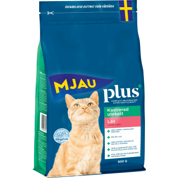 Torrfoder plus+ kastrerad utekatt Lax 800g Mjau.