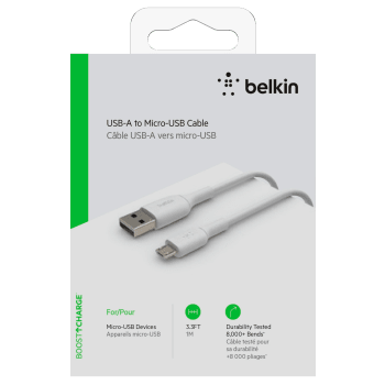 Micro USB kabel 1m Vit Belkin.