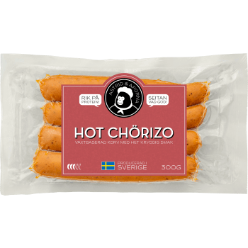 Chörizo hot vegansk 300g Astrid & Aporna.