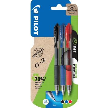Penna G2 3-pack sv/bl/rö.