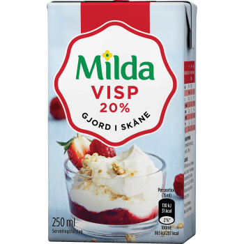 Vispgrädde 20% 2,5dl Milda.