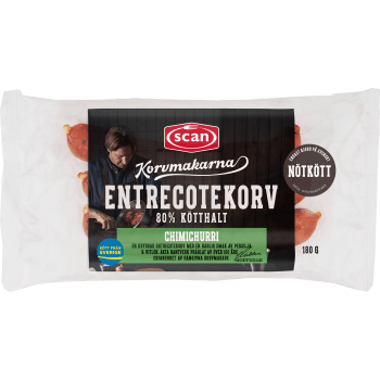 Entrecotekorv Chimichurri 80% Kötthalt 180g Korvmakarna Scan.