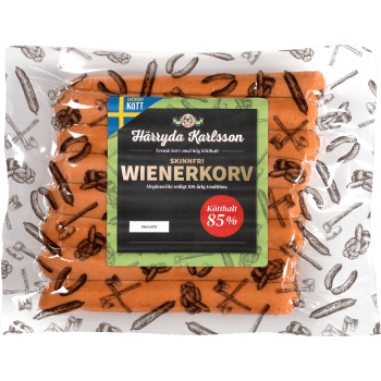 Wienerkorv Skinnfri 85% Kötthalt 700g Härryda Karlsson.