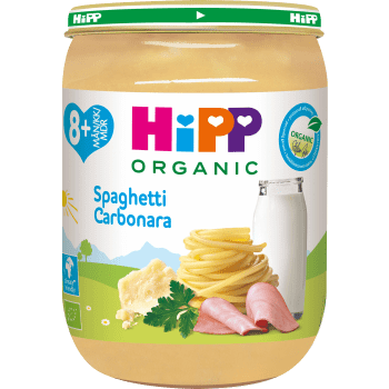 Spaghetti carbonara 8m Eko 190g Hipp.