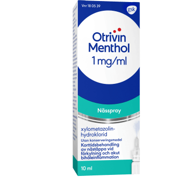 Nässpray Menthol 1mg/ml 10ml Otrivin.