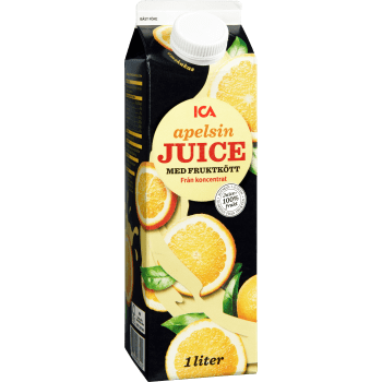 Apelsinjuice med fruktkött 1l ICA.