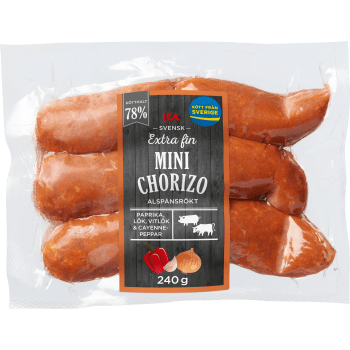 Minichorizo Extra FIn 78% Kötthalt 240g ICA.