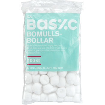 Bomullsbollar 100-p ICA Basic.
