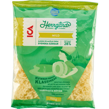 Herrgård 28% riven 150g ICA.