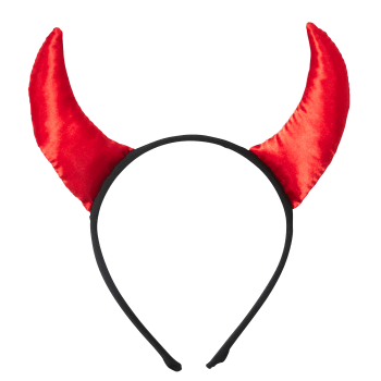 Diadem 20cm, svart med röda horn Festive.