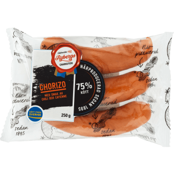 Kryddkorv Chorizo 75% Kötthalt 250g Rybergs.