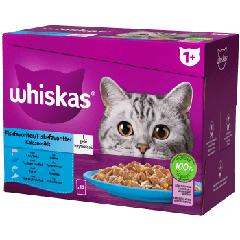 Kattmat Fiskfavoriter i gele 1+ 12-p Whiskas.