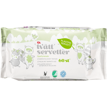 Baby Tvättservetter Plastfri 60-p Miljömärkt ICA.