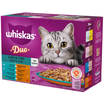 Kattmat Duo Surf & truf i gele 1+ 12-p Whiskas.