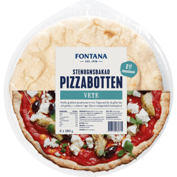 Pizzabotten Stenugnsbakad Vete 30cm 2-pack 360g Fontana.
