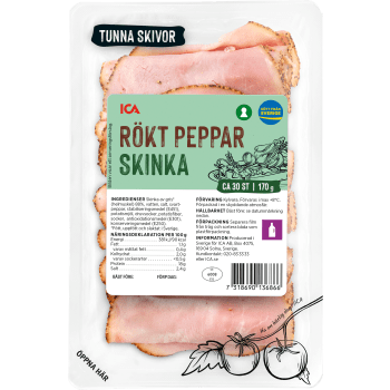 Skinka Rökt Peppar Tunna Skivor 170g ICA.