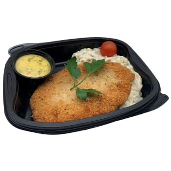 Kycklingschnitzel med Potatisgratäng & Bearnaise ca 370g Jätten Cater.