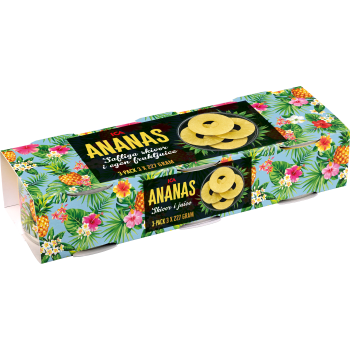 Ananas Skivor i juice 227g 3-p ICA.