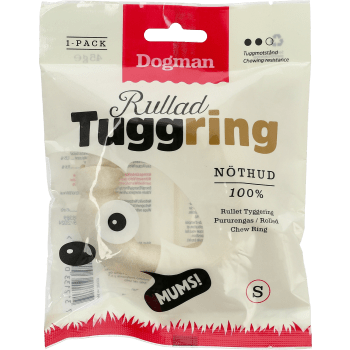Rullad Tuggring för hund vit Small 45g Dogman.