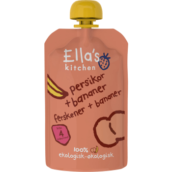 Persika & bananpuré 4m Ekologisk 120g Ellas Kitchen.