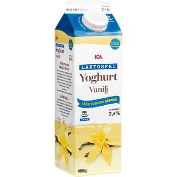 Vaniljyoghurt 2,4% Laktosfri 1l ICA.