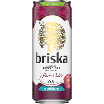 Cider Svarta VInbär Alkoholfri 0,5% Ekologisk 33cl Briska.