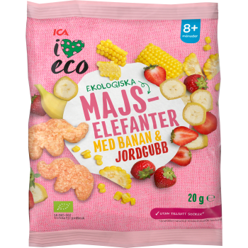 Barnsnacks Banan jordgubb Ekologisk 8m 20g ICA I love eco.
