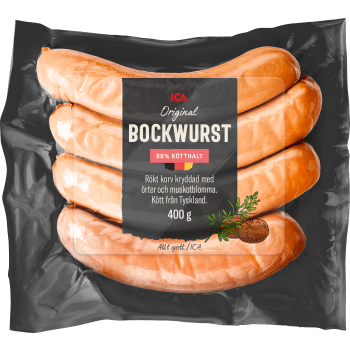 Bockwurst 88% kötthalt 400g ICA.