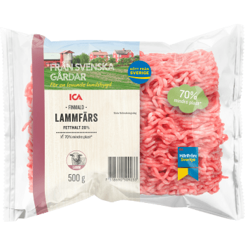 Lammfärs Färsk 20% frystinad 500g ICA.